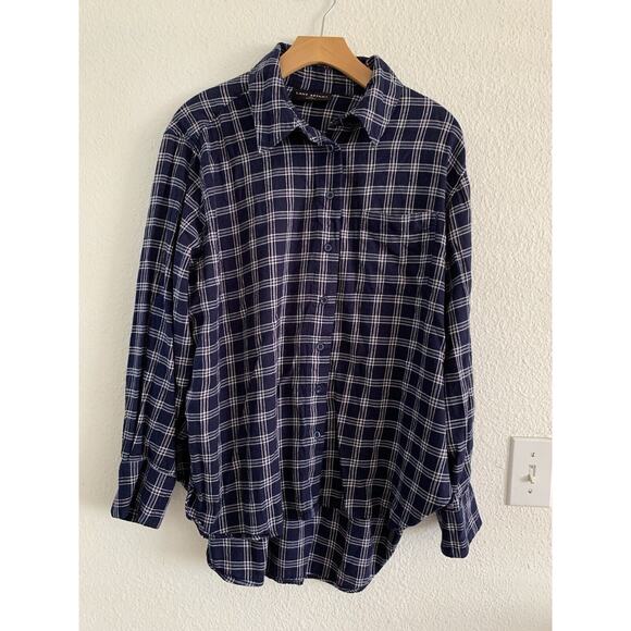 Lane Bryant Blue Plaid Button-Down Flannel Shirt Womens Long Sleeve Size 14/16 - Picture 2 of 6